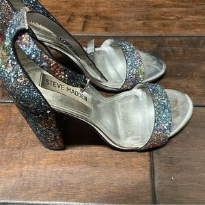 Steve Madden Multicolor Glitter Block Heel Sandals